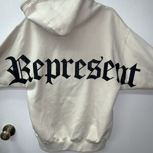 REPRESENT Hoodie Size MEDIUM Cream Used Sweatshirt